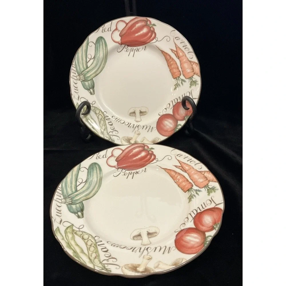 Franciscan Vegetable Medley Bread Plates Set of 2 VTG 1995 England 6 1/8 inch